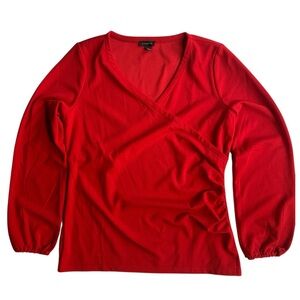Talbots Red V-Neck Blouse Size Medium